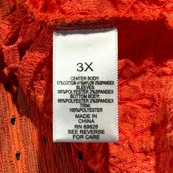 NWT LOGO Lori Goldstein Boho Lace Cardigan Coral 3/4 Sleeve Plus Size 3X Spring - Picture 4 of 7
